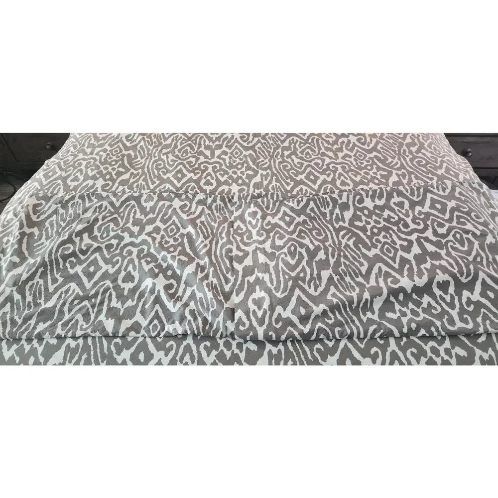 Pottery Barn Gray Slate Cotton Graphic Percale Full/Queen Duvet Pillow Shams